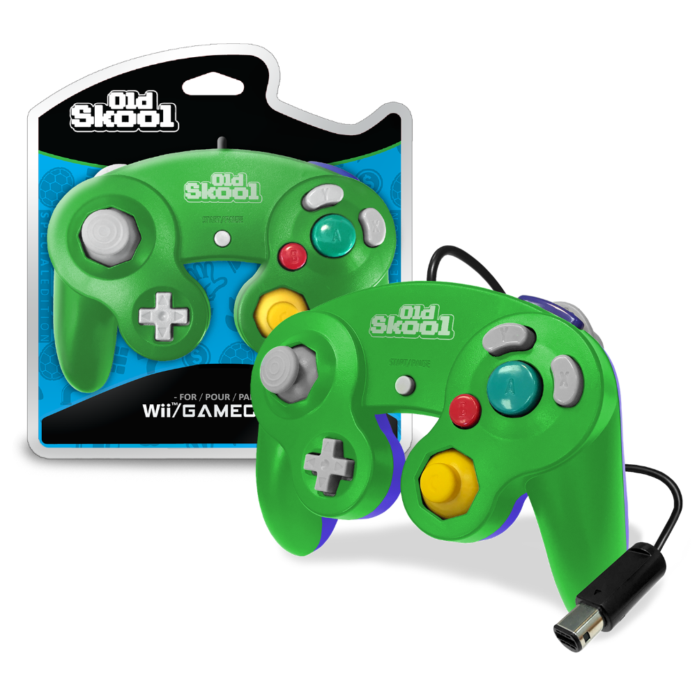 Old Skool GameCube Controller – Green/Blue (Brand New)